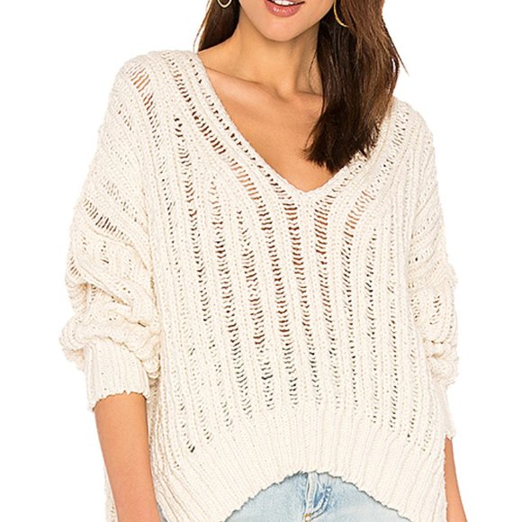 Free People Sweaters - FREE PEOPLE Infinite V Neck Sweater Cream NWT
